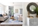 Bright living room with hardwood floors, a large rug, and decorative fireplace at 236 Victoria Ave, Charlotte, NC 28202