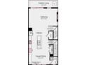 Floorplan of a kitchen, gathering room, casual dining area, half bath and outdoor living space at 521 Annie Lowery Way, Davidson, NC 28036