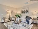 Comfortable living room with neutral tones, stylish furniture, and a decorative rug creating an inviting atmosphere at 8436 Norman Forest Rd, Lancaster, SC 29720