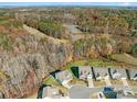 Aerial view of the neighborhood surrounded by lush trees and a serene lake, showcasing community beauty at 2894 Westshore Pl, Denver, NC 28037