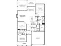Layout of floor plan showing the location of Gathering room, bedrooms, patio, and kitchen at 2006 Mantle Ridge Dr, Indian Trail, NC 28079
