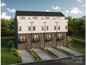 New townhome boasts gray and white siding, with private balconies and four-car garage at Lot 33 Old Pineville Rd, Charlotte, NC 28217