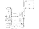 Open-concept floor plan featuring a large kitchen, dining area, covered terrace, and primary bedroom suite at 720 Dogwood Ln, Davidson, NC 28036