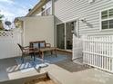 Private back patio with an outdoor seating area, and a white picket fence at 1752 Hidden Creek Dr, Rock Hill, SC 29732