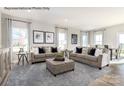 Spacious living room featuring stylish sofas, a patterned rug, and large windows that let in ample natural light at 1805 Ab Moore Jr Dr # 3237, Indian Trail, NC 28079