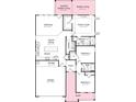 Detailed floor plan showcasing the layout of the home, including the owner's suite, bedrooms, and kitchen at 407 Sunharvest Ln, Indian Trail, NC 28079