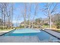 Stunning backyard pool with tranquil lake views creating a private oasis for relaxation and enjoyment at 20338 Christofle Dr, Cornelius, NC 28031