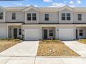 A daytime exterior shot of townhomes showing garage parking and craftsman style front doors at 140 S Bell Ave, Albemarle, NC 28001