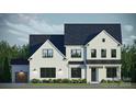 Rendering of new construction showing modern farmhouse design, neutral color palette, and black window trim at 8827 Wingard Rd, Waxhaw, NC 28173