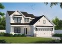 New two-story home boasts white siding, black trim, and an attached two-car garage at 1906 Maius Dr, Conover, NC 28613