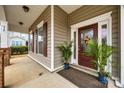 Inviting front porch with a welcoming door, stylish accents, and decorative plants enhance the home's entry at 423 Castlebury Ct, Clover, SC 29710