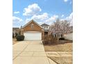 Attractive brick home with a two car garage and a blossoming tree lining the front yard at 14309 Stonewater Ct, Fort Mill, SC 29707