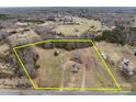 Aerial view of property and outlining parcel boundaries at 825 Rock Grove Church Rd, Salisbury, NC 28146