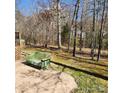 This cozy patio area with a swing set overlooks a private wooded backyard at 1640 Winthrop Ln, Monroe, NC 28110