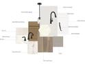 Interior design scheme showcases new finishes, including floor tiles, cabinets, hardware and carpet at 5711 Castlerea Dr, Charlotte, NC 28217