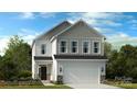 New construction two-story home featuring white siding, a two-car garage, and a covered front porch at 15212 Caspian Way, Charlotte, NC 28278