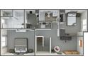 Second floor floor plan with two bedrooms, two bathrooms, a laundry room, and an office area at 7008 Matz Way, Charlotte, NC 28269