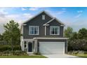 Charming two-story home with gray siding, white trim, and well-manicured lawn at 15140 Caspian Way, Charlotte, NC 28278