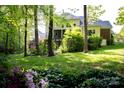 Lush green backyard with mature trees and landscaping offering privacy and a serene setting at 653 Buckleigh Nw Ct, Concord, NC 28027