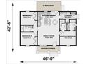 Floor plan showcasing the layout of the home, including bedrooms, kitchen, great room, laundry, and covered porch at 1469 32Nd Sw St, Hickory, NC 28602