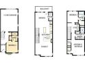 Layout showcasing a 3-story townhome with a garage, bedrooms, and a balcony at 1421 Lithium Ln, Charlotte, NC 28211