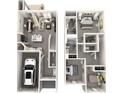 Aerial view of the home's open-concept design with a flowing layout of kitchen and bedrooms at 1734 Braemar Village Dr, Monroe, NC 28110