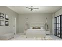 Calm bedroom with accent lighting, decorative wall art, and a door to the outside at 706 Falling Oak Aly, Huntersville, NC 28078