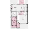 Detailed first-floor plan featuring a kitchen, dining area, gathering space, bedroom and garage at 173 Holsworthy Dr, Mooresville, NC 28115