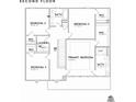 Second floor plan including primary bedroom, bath, bedrooms 2-4, walk in closets, laundry room at 5127 Izzo Ln, Charlotte, NC 28214