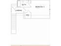 Floor plan view of the home's upper level featuring a landing, bathroom, WIC and bedroom at 5128 Izzo Ln, Charlotte, NC 28214