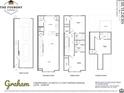Detailed floor plan showcasing a 3 bed, 3.5 bath townhome layout with a 2-car tandem garage at 3003 Casting St # 12, Charlotte, NC 28206