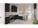 Modern kitchen featuring stainless steel appliances, dark cabinets, and stylish pendant lighting at 3003 Casting St # 12, Charlotte, NC 28206