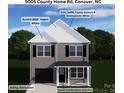 Charming two-story home with Nantucket siding, iron ore doors, and aspen white accents set against lush green trees at 5005 County Home Rd, Conover, NC 28613