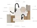This kitchen features a modern black faucet, white cabinetry, and a unique hexagon-shaped backsplash tile at 403 Old Town Village Rd, Waxhaw, NC 28173