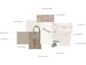 Selection of interior design finishes with a focus on kitchen and bathroom elements, and flooring choices at 2133 Moss Bluff Dr, Mint Hill, NC 28227