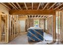 Unfinished living room with exposed beams, studs, and windows showing construction progress at 341 Bynum Ave, Rock Hill, SC 29732
