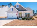Lovely home exterior with a two-car garage, manicured lawn, and decorative shrubbery at 242 Hamptons Cove Rd, Troutman, NC 28166