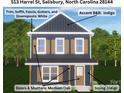 Illustration showcasing exterior features and color scheme of the Harrel Street property at 513 Harrel St, Salisbury, NC 28144