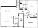 Second floor layout featuring a game room, three bedrooms, and a bathroom at 7205 Jerimoth Dr, Charlotte, NC 28215