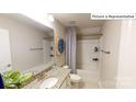 Clean bathroom featuring granite countertops and a shower/tub combo with modern fixtures at 1022 Merganser Way, Indian Trail, NC 28079