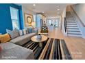 Modern living room featuring a comfortable couch, stylish rug, and open floor plan at 1041 Northend Dr # 33, Charlotte, NC 28206