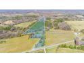 Aerial view of the property's landscape, showcasing the surrounding natural beauty and lot lines at 260 Penninger Dr, Woodleaf, NC 27054