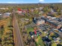 Aerial view of neighborhood with easy access to nearby rail, downtown Belmont, and convenient parking at 4 Short St, Belmont, NC 28012