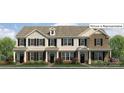Charming two-story townhomes featuring black shutters, brick accents, and manicured landscaping at 2048 Harlequin Dr, Indian Trail, NC 28079