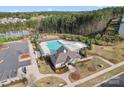 Community pool featuring mature trees and playground at 18518 Lahaina Ln, Charlotte, NC 28278