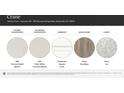 Selection of neutral interior samples featuring MSI Carrara Delphi Quartz and Shaw Sea Glass flooring at 156 Mountain Bridge Way, Statesville, NC 28625