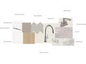 Selection of interior finishes includes flooring, cabinetry, backsplash, countertops, and bathroom and kitchen fixtures at 7027 Short Stirrup Ln, Mint Hill, NC 28227