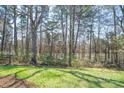 This home features a picturesque backyard bordering a serene wooded area and lake at 1838 Summit Ridge Ln, Kannapolis, NC 28083