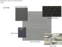 Selection of exterior finishes, including aged pewter siding, weathered wood roofing, pearl gray siding, and gray ledge stone accents at 2022 Puddle Pond Rd, Indian Trail, NC 28079