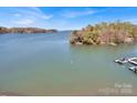 Aerial view showing waterfront homes and private docks at 9808 Emerald Point Dr # 10, Charlotte, NC 28278